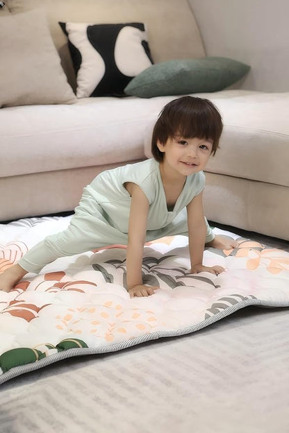 Baby Play Mat 50x50 Inch, Thickened Soft Floor Mat for Playpen, Machine Washable Foam Crawling Mat with Non-Slip Bottom for Babies and Toddlers, Foldable Padded Playmat