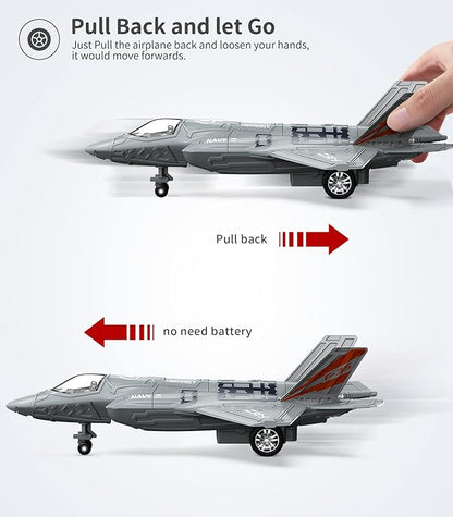 Geyiie Airplane Toy for Kids 3-8, Alloy Fighter Jet Toy Plane with Lights and Sounds, Durable Diecast Metal Airplane Model, Birthday for Boys and Girls