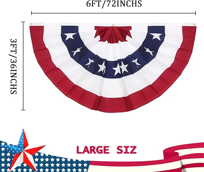 GoosWexmzl 3x6Ft American Pleated Fan Flag,USA Patriotic Half Fan Bunting Flag,Decoration Flags (Set of 6)