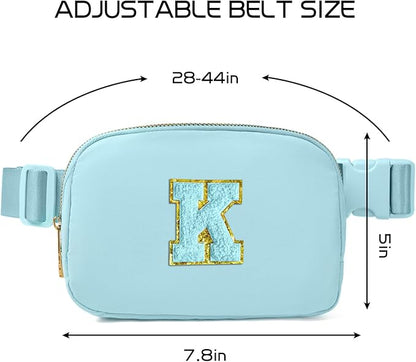 Gitus Gifts for 8 9 10 11 12 Year Old Girls Belt Bag Fanny Pack Crossbody Bags with Initial Letter Patch Cute Stuff Birthday Gifts for Teen Girls Women Personalized Trend Stuff (Icing Blue-K)
