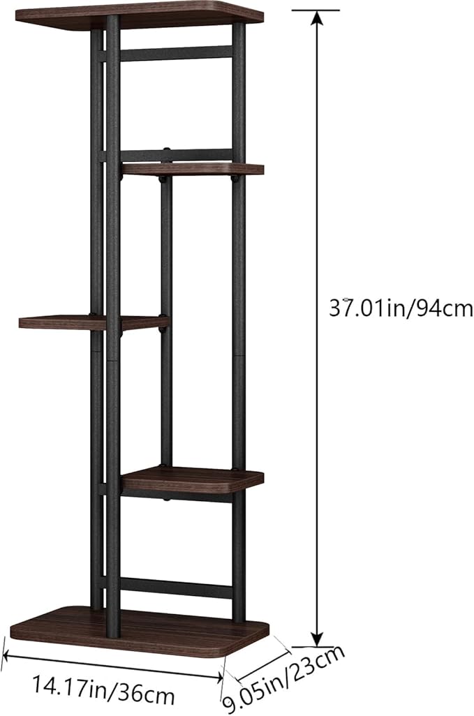 LINZINAR Plant Stand 5 Tier 6 Potted Indoor Plant Shelf Multiple Stands for Garden Corner Balcony Living Room