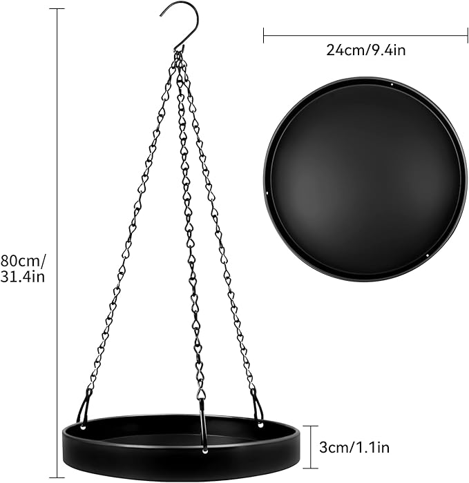 Plant Hanger Indoor Outdoor, Hanging Planter Baskets for Outdoor Indoor Plants, Hanging Plant Holder, Hanging Tray for Plants, Metal Window Plant Hanger, Black Hanging Plant Shelf, 1 Pack