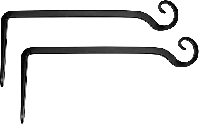 Mkono Hanging Plant Bracket 10 inch Metal Wall Plant Hook Decorative Plant Hanger for Bird Feeders, Planters, Lanterns, Wind Chimes, Home Decor Indoor Outdoor 2 Pack, Black