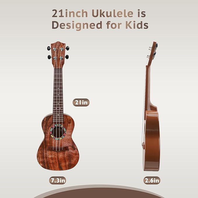 Raimy Kids Guitar Ukulele - 21in Ukulele Guitar Toys for Kids Ages 3 4 5 6 7+ Year Old Boys Girls Simulated Sound Quality Music Instruments Learning Education (Mahogany)
