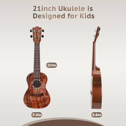 Raimy Kids Guitar Ukulele - 21in Ukulele Guitar Toys for Kids Ages 3 4 5 6 7+ Year Old Boys Girls Simulated Sound Quality Music Instruments Learning Education (Mahogany)