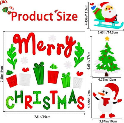XIMISHOP 6pcs Christmas Gel Window Clings - Xmas Santa Claus Snowman Snowflake Penguin Window Decors