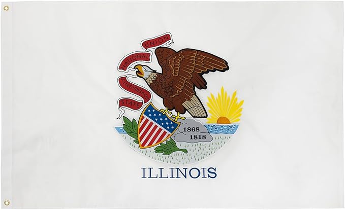 TOPFLAGS Illinois Flag 3x5 Ft IL State Flags Embroidered Heavy Duty for Outdoor with 2 Brass Grommets 4 Stitching Rows Vivid Color Sewn Stripes