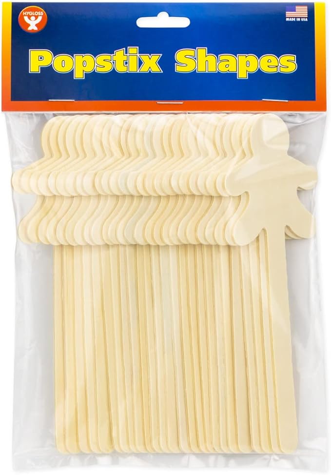 Hygloss Natural Wood Popsicle Sticks - Craft Stick - Great for Arts and Crafts - People Shape - 6.25 Inches High - 25 Pcs