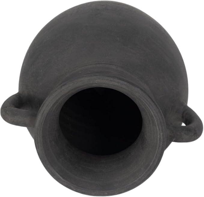 Sagebrook Home Black Boho Terracotta Vase - Amphora-Style Decorative Flower Holder for Home, Office & Living Room - 9" Black