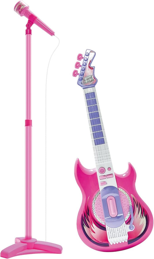 Contixo TG4 Musical Guitar and Microphone Set for Kids, Purple Electric Guitar Toys Starter Kit with Adjustable Height Microphone Stand, Karaoke Toy for Girls, Boys, Toddlers Christmas Birthday Gift