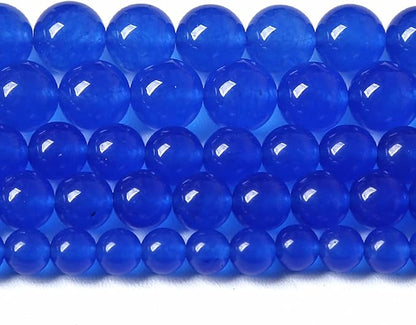 6MM 60PCS Deep Blue Chalcedony Natural Stone Loose Beads for Jewelry Making DIY Bracelet