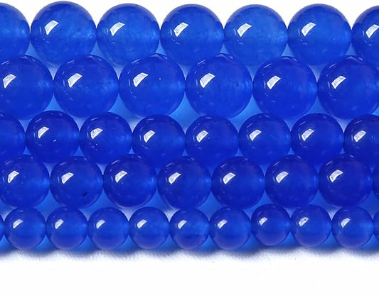 6MM 60PCS Deep Blue Chalcedony Natural Stone Loose Beads for Jewelry Making DIY Bracelet