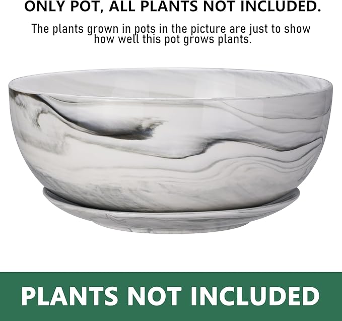G EPGardening 10Inch Large Planter Pot Marble Pattern Ceramic Succulent Planter Big Plant Pot Succulents Container Flower Pot Indoor Outdoor Decor