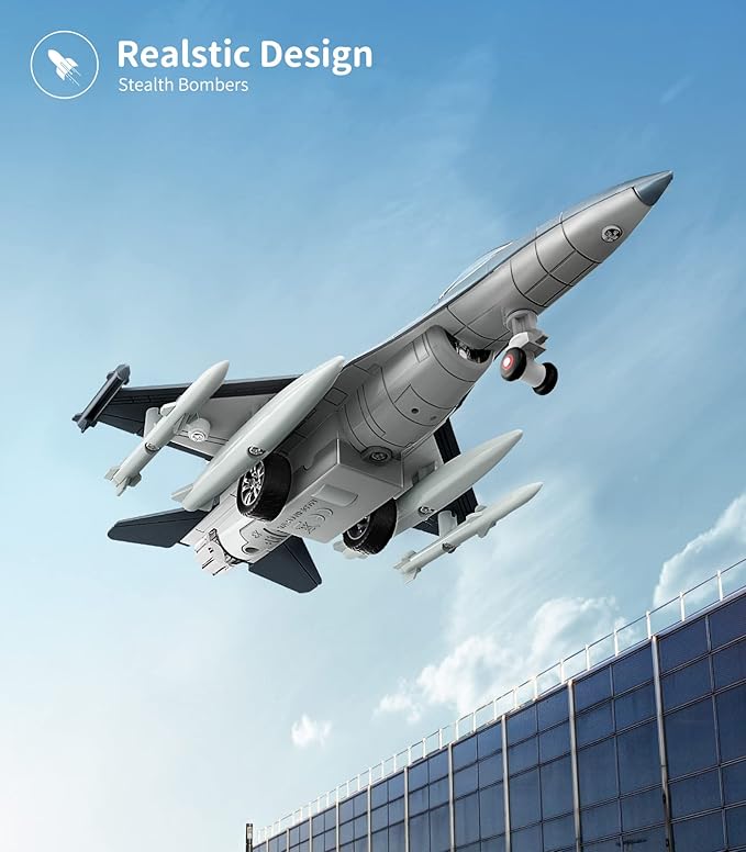 Geyiie Airplane Toy for Kids 3-8, Alloy Fighter Jet Toy Plane with Lights and Sounds, Durable Diecast Metal Airplane Model, Birthday for Boys and Girls