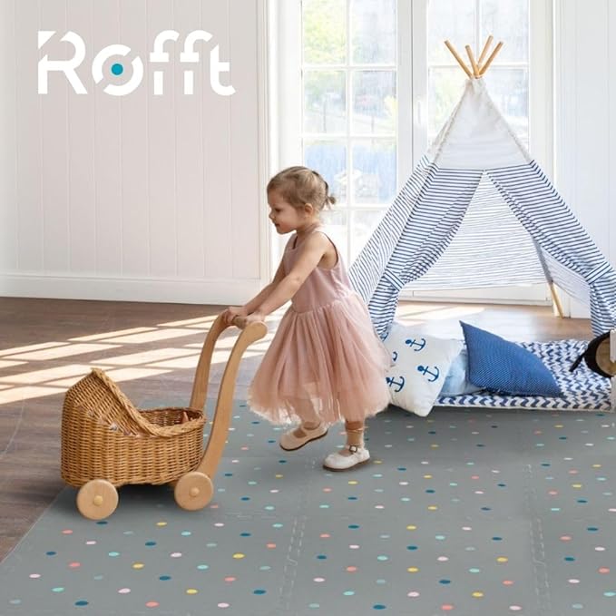 Soft Non-Toxic Baby Play Mat, Toddler Playmat, Colorful Jigsaw Puzzle PlayMat, Tiles 24 x 24 inch Foam Floor Mats for Kids & Babies | EVA Foam Interlocking Tiles for Nursery, Playroom (Grey 6 PCS)