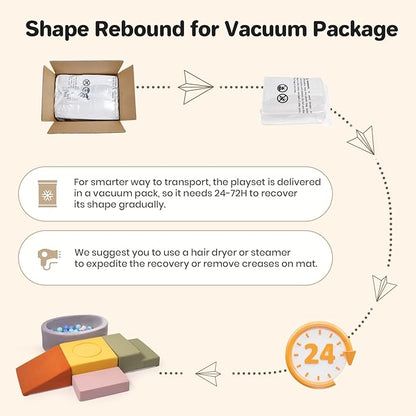 6-Piece Foam Climbing Blocks for Toddlers, Climb and Crawl Soft Play Set, Machine Washable Cover, Indoor Activity Play Structure, Climbing Toys for Toddlers 1-3 (Multi-Color, w/Ball Pit)