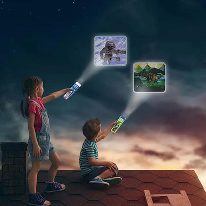 Georgie Porgy Slide Torch Projector Toys Flashlight for Kids Educational Solar System Planet Toys Science Set Wall Ceiling Tents Dino Night Lamp Gifts for Boys Girls (Outer Space + Dinosaur)