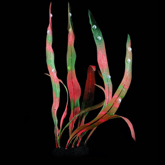 2Pcs Soft Silicone Aquarium Plants Glowing Kelp Fish Tank Plants Decor Artificial Aquarium Plant Decoration Simulation Artificial Water Grass for Fish Tank,Red,7inch