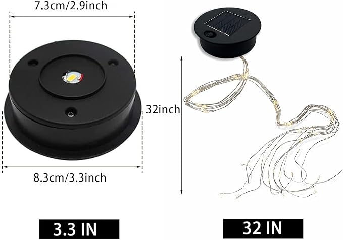 Solar Panel Lantern Lid - Waterproof Led Garden Lights, 2 Pack (Warm/Warm)