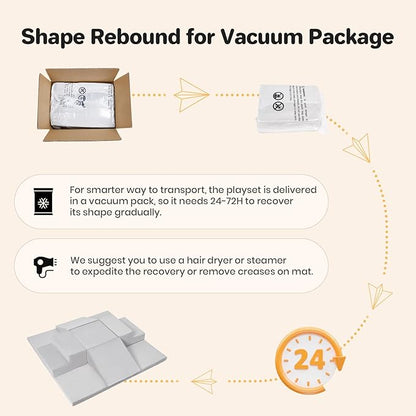 6-Piece Foam Climbing Blocks for Toddlers, Climb and Crawl Soft Foam Play Set with 47x47 Inch Baby Play Mat for Floor, Machine Washable Cover, Soft Climbing Toys for Toddlers 1-3 (Gray)