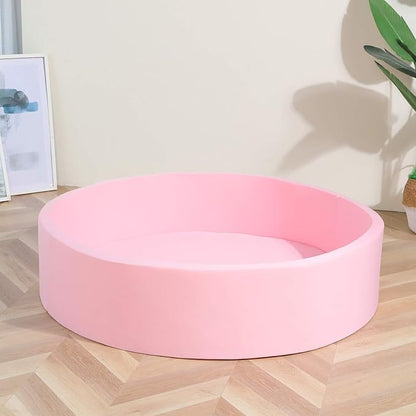 TRENDBOX Extra Large Soft Foam Ball Pit 51.2" x 11.8" (NO Balls) in Large Sponge Round Ball Pool Indoor Round Children Toddler Playpen - Light Pink