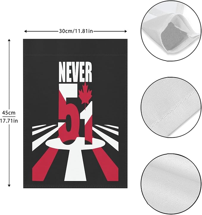 Canada Never 51st State Garden Flags 12x18 Double Sided Funny Banner for Home Garden Patio and Yard