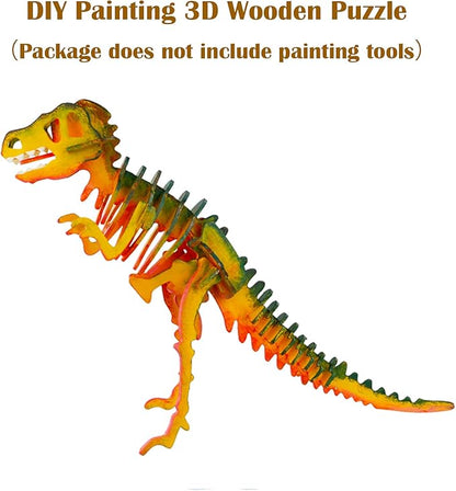 Georgie Porgy 3D Wooden Puzzles DIY Models Kits for Kids Dinosaur Airplane Woodcraft Construction Toys Pack of 6 (T-Rex Triceratops Spinosaurus Parasaurolophus Apatosaurus Stegosaurus)