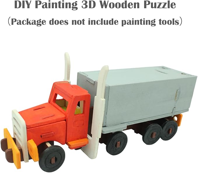 Georgie Porgy 3D Wooden Puzzles for Kids Toys Construction Woodcraft Kits DIY Model Puzzle Kits Birthday Gifts Pack of 6 (Airplane Bus Sports Car Pirate Ship Truck Motorcycle)