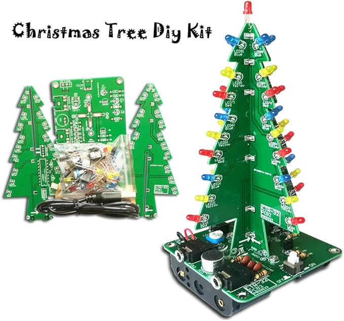 Gikfun Audio Controlled 3D LED Flashing Christmas Tree DIY Kits Soldering Practice EK1685
