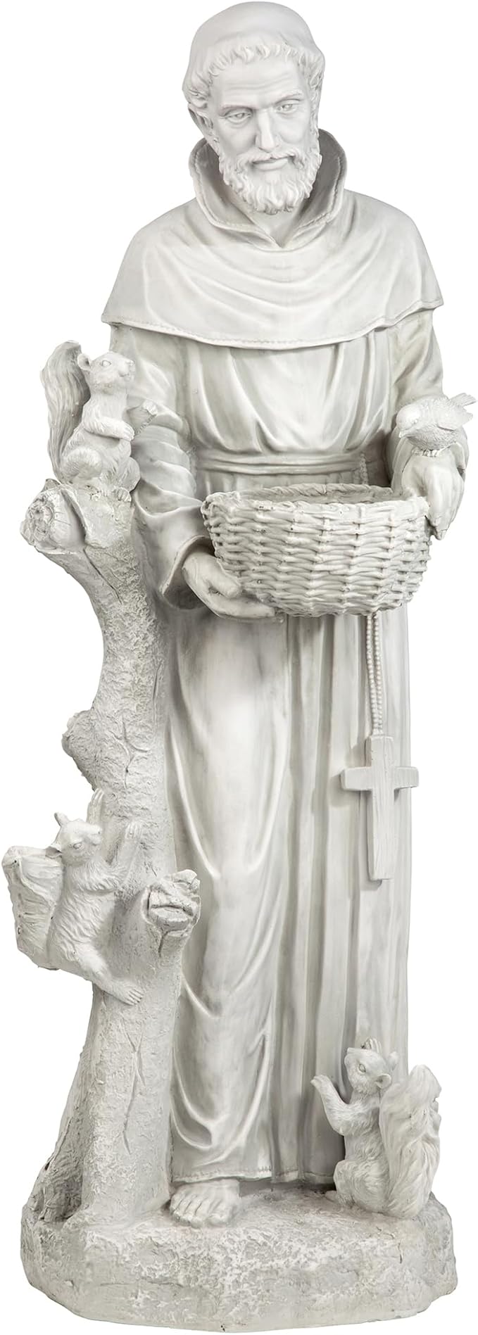 Design Toscano Nature's Nurturer Francis Assisi Religious Garden Decor Statue Bird Bath Feeder, Large, 37 inch, Cast Stone Resin, Antique Stone Finish