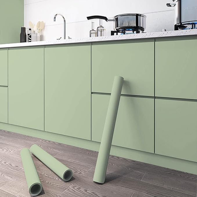 Dimoon 394''x17.3'' Green Skin Peel and Stick Wallpaper Contact Paper Modern Self Adhesive Wall Paper Removable Renter Friendly Textured Solid Color Vinyl Roll (394''x17.3'',Light Green Skin)