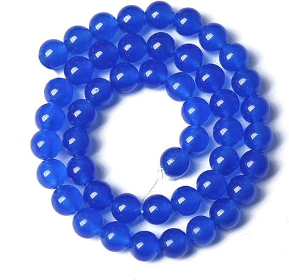6MM 60PCS Deep Blue Chalcedony Natural Stone Loose Beads for Jewelry Making DIY Bracelet