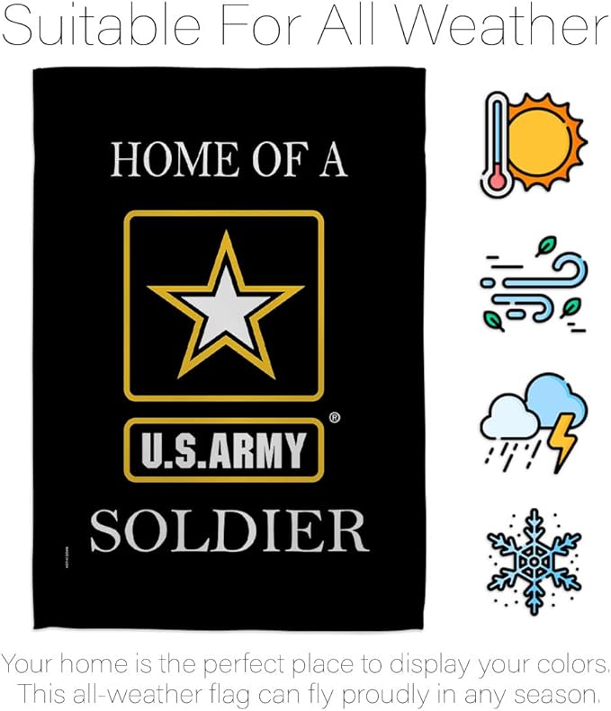 Army Soldier Dorm Decor Banner Wall Art Flag Pole Patio Lawn Garden Room Decorations Indoor Outdoor Tapestry Yard Signs Armed Forces American Military Veteran Retire Official Made In USA