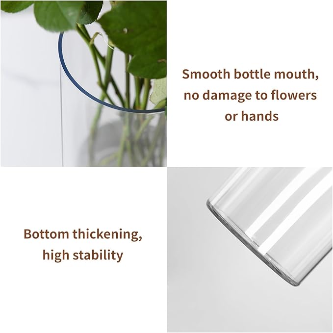 Clear Flower Vase, Non-breakable Vases, 4" W x 4" H, Acrylic Vase, Aesthetic Room Decor Cylindrical Modern Flower Vases for Table Centerpiece, Home Decor, Women Floral Arrangement Gift