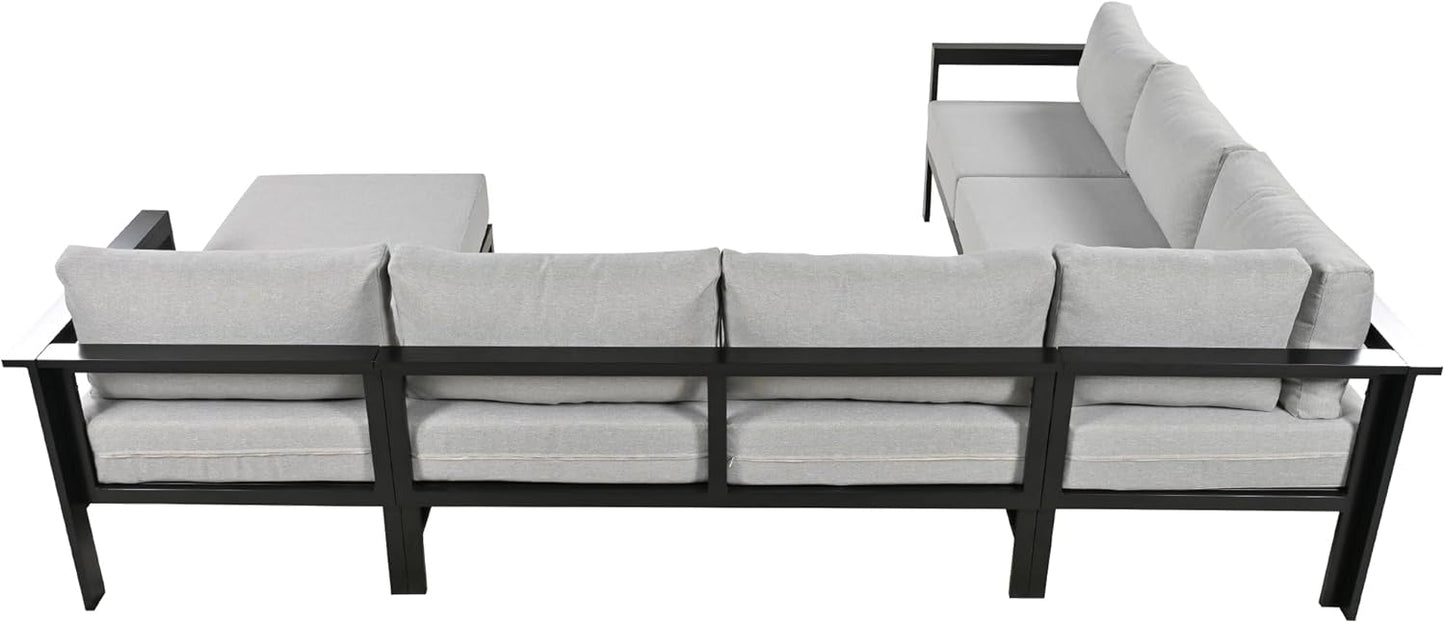 Multi-Person Outdoor Sofa Set, U-Shaped Aluminum Outdoor Sofa Set with Thick Cushions and Backrests, Modular Patio Sofa Set for Gardens, Backyards, and Balconies (Grey * 069)
