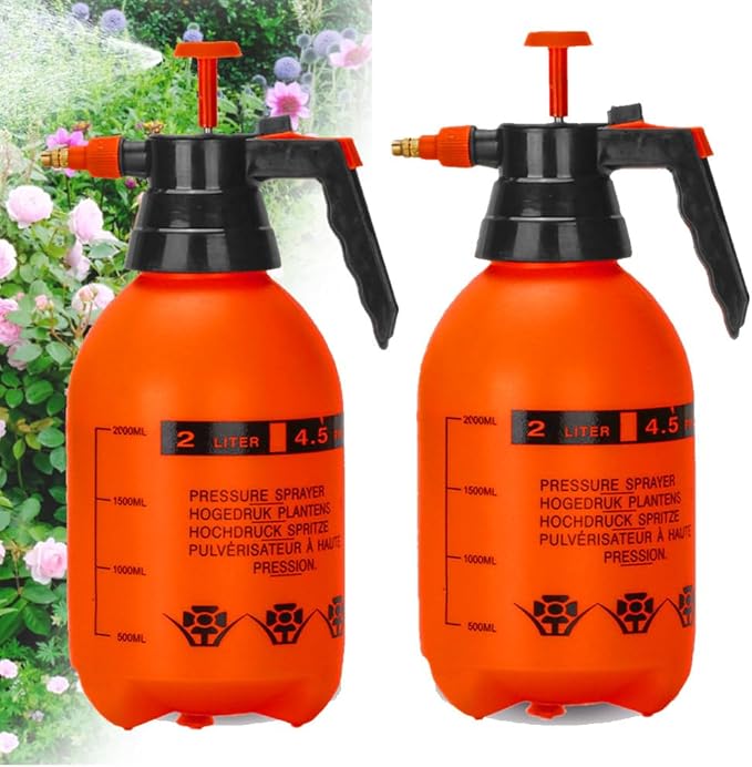 MRPAPA 2L Handheld Garden Pump Sprayer, 2 Pack Plant Mister Water Spray Bottle with Adjustable Brass Nozzle 0.5Gallon Sprayer Mist Bottle for Indoor, Outdoor Gardening and Home Cleaning