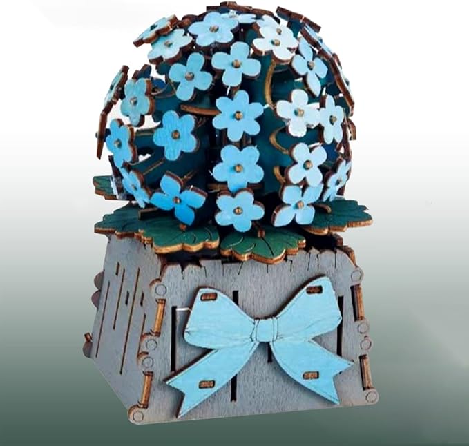 3D Wooden Puzzles for Kids DIY Wooden Flower Building Block Set Craft for Children Adults to Build Valentine's Day/Mother's Day/Teacher's Day/Birthday Gifts (Hydrangeaceae)