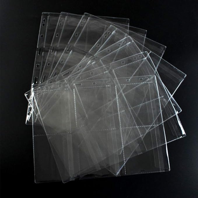 6 Pocket Coin Pages, 10 Sheets Plastic Coin Holders Stamp Collector Supplies for Coin Stamp Currency Collection