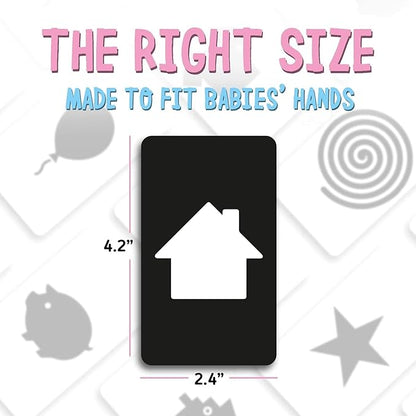 Merka Newborn Toys & Sensory Flash Cards for Babies - High Contrast Baby Cards - 50-Pack Paper, 2.4 in x 4.2 in, Black & White - Visual Stimulation & Brain Development for 0-3 Months