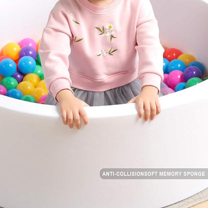 TRENDBOX Soft Memory Foam Ball Pit Sponge Indoor Round Ball Pit (NO Balls) for Toddler Children - White