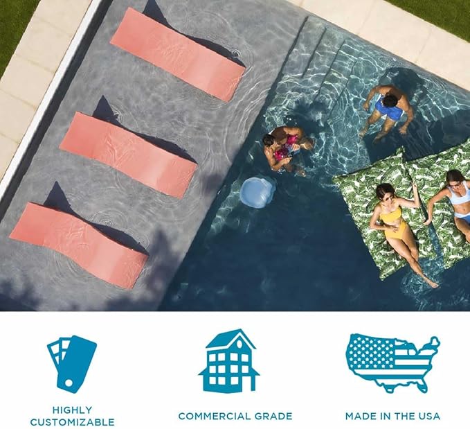 Ledge Lounger - Signature Chaise Deep - Inside Pool & Sun Shelf Lounge Chair - Designed for Deep Shelves 10”-15” - Compatible with All Pool Types - Poolside & Sun Deck Tanning - Set of 2 - Sandstone