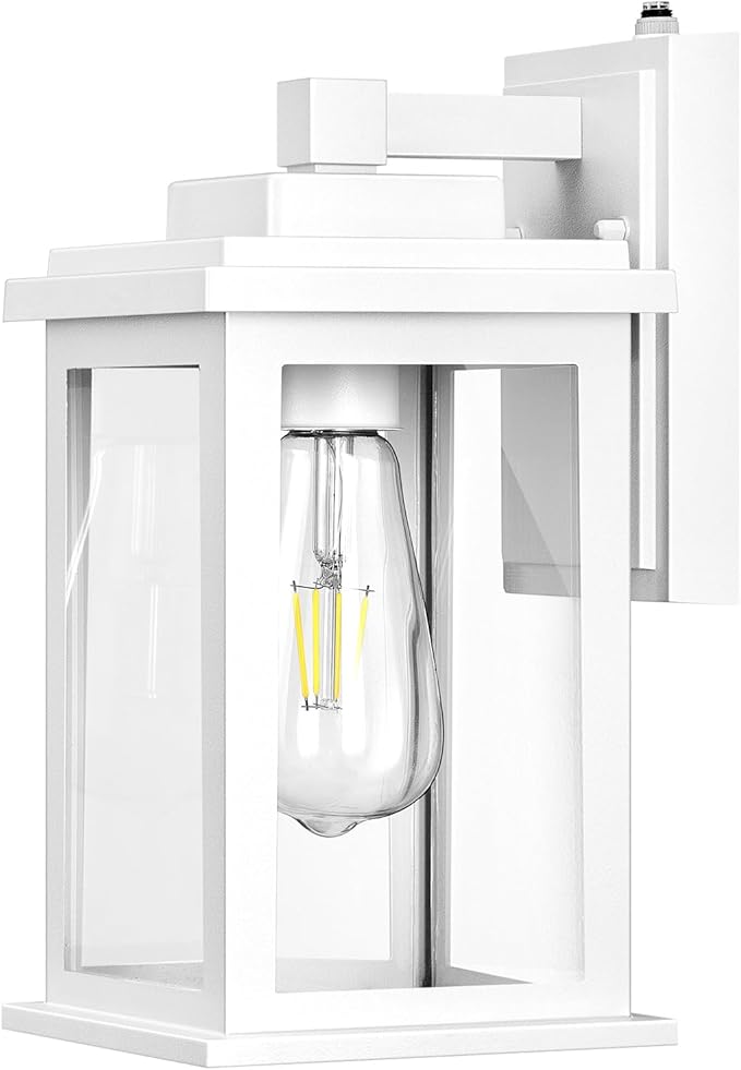 VIANIS White Outdoor Wall Lights, 2 Pack Dusk to Dawn Exterior Lighting Fixtures, Modern Outside Lights for hHouse,Porch, Garage, Doorway Waterproof, Weather Resistant,Hardwired, Non-Solar