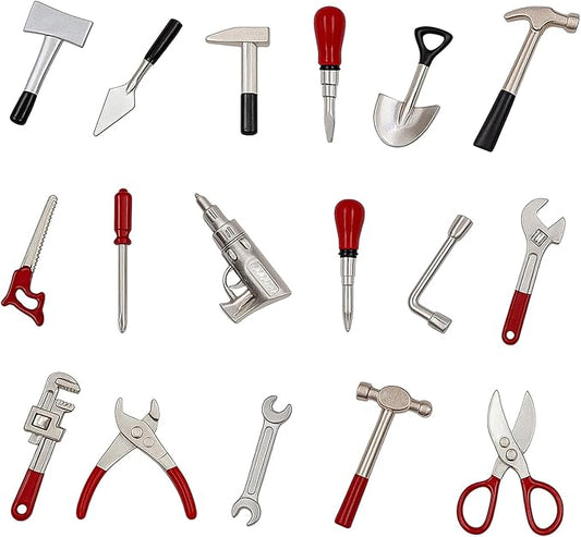 17PCS 1:12 Miniature Doll House Tools Metal Home Repair Multi-Tool Model Set Fun for Party Dollhouse Decoration Accessories Mini Yard Supplies Creative Pretend Toy (Tool)