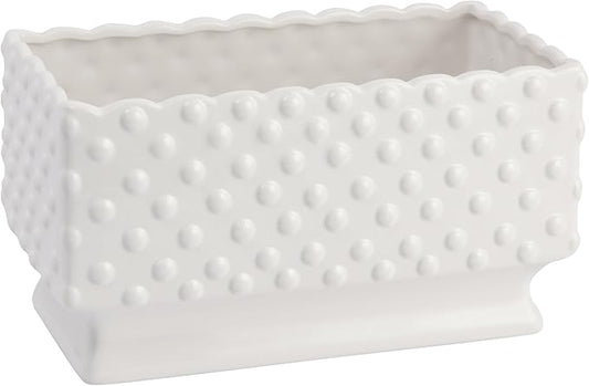 Creative Co-Op White Hobnail Rectangle Ceramic Planter