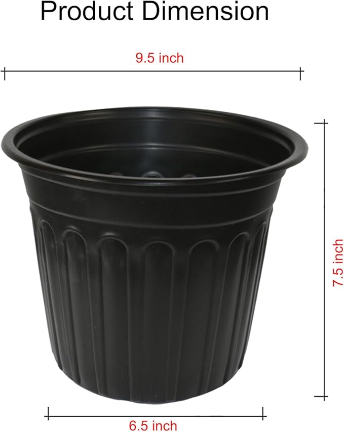 50-Pack 2.5 Gallon Flexible Plastic Plant Pots,Thickened Soft Seed Starting Container for Indoor Outdoor Plants, Seedlings, Vegetables, Succulents and Cuttings