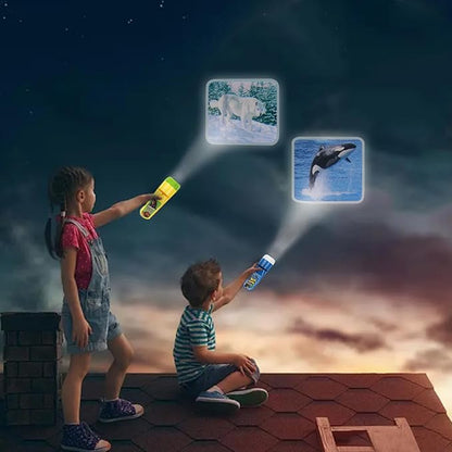 Georgie Porgy Children Projector Toys Educational Science Set Wall Ceiling Tent Torch Flashlight for Kids Gifts for Boys Girls (Wild Animal)