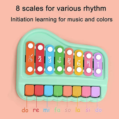 2 in 1 Baby Piano Xylophone for Toddlers 1-3 Years Old, 8 Multicolored Key Keyboard Baby Xylophone Piano, Preschool Educational Musical Learning Instruments Toy for Baby Kids Girls Boys