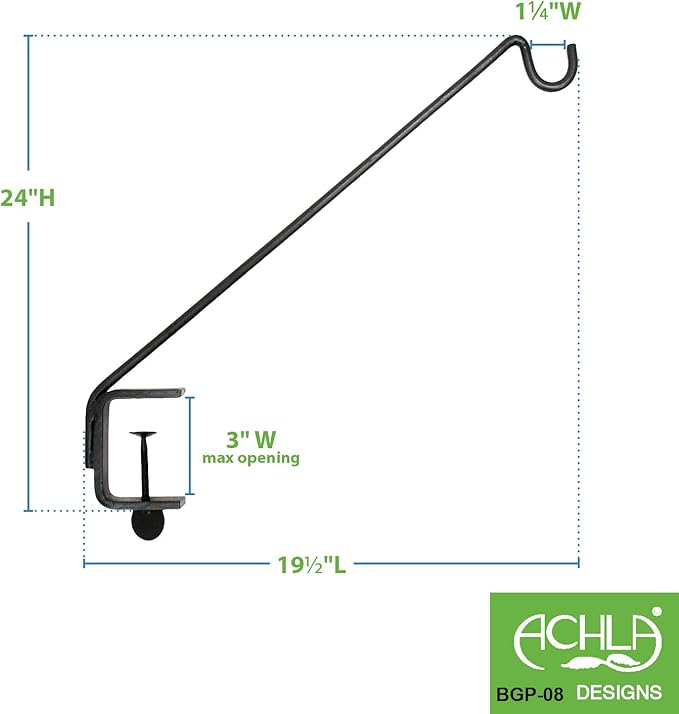 Achla Designs Deck Rail Shepherd's Pole, Angled (BGP-08), 7In