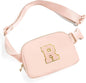Gitus Gifts for 8 9 10 11 12 Year Old Girls Belt Bag Fanny Pack Crossbody Bags with Initial Letter Patch Cute Stuff Birthday Gifts for Teen Girls Women Personalized Trend Stuff (Coral Pink-R)