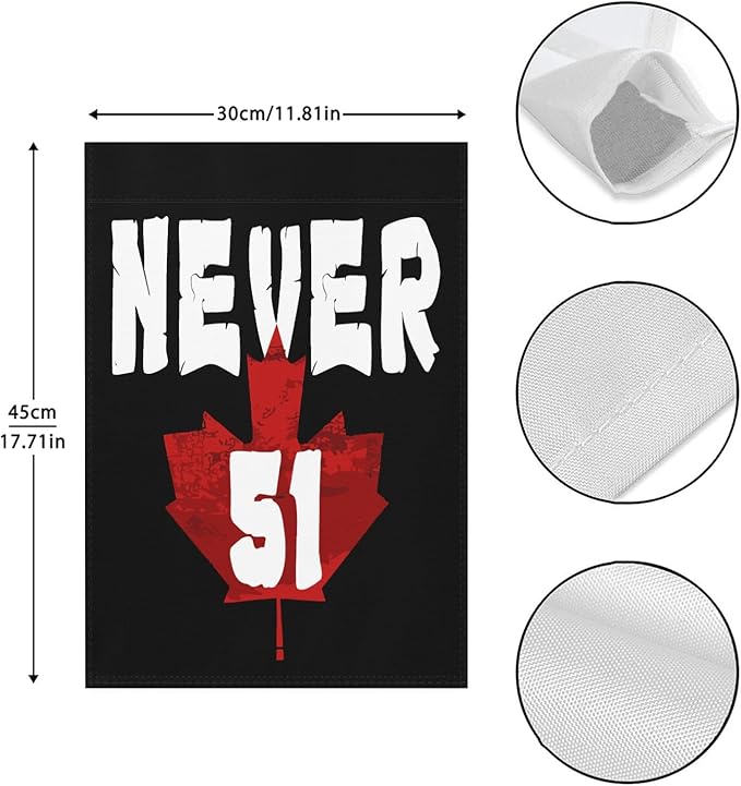 Never 51st State Canada Flag Vintage Garden Flag for Outside 12x18 Double Sided Novelty Garden Banner for Indoor